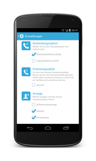 Android App Einstellungsbildschirm